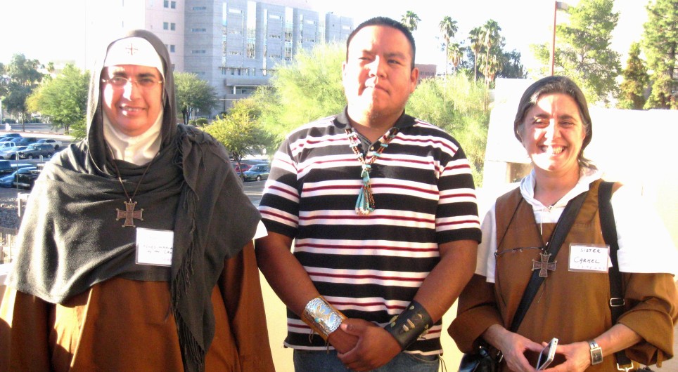     At Mother Agnes and Sister Carmel's first North America stop in Tucson, Arizona, this     unidentified native American came to them and said, "I feel the need to protect you."