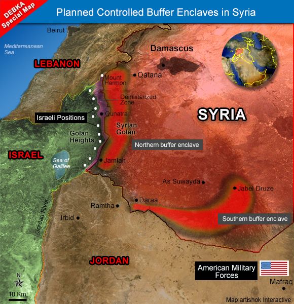 Israel has reportedly decided to create two militarized buffer zones inside Syria as a precaution against Al-Qaeda and the Assad regime. 