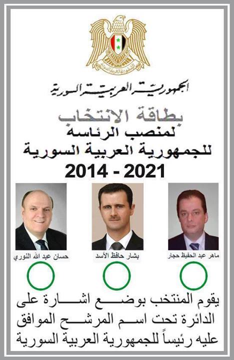 The 3 June ballot paper - 28 May for Syrians in other countries which have an Embassy.