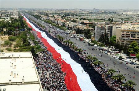 2.3 km Syrian flag, al-Mezzeh, Damascus, SANA, June 15, 2011.
